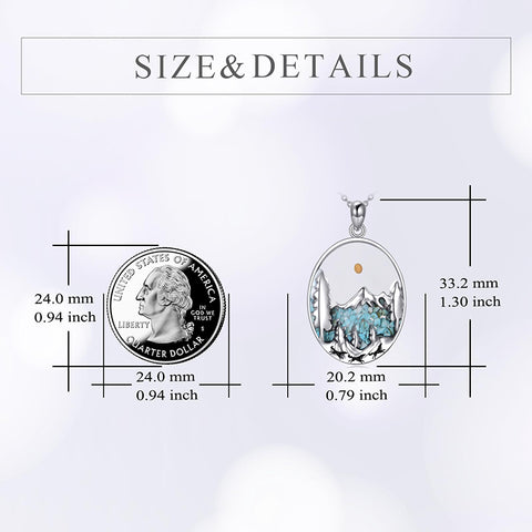 Sterling Silver Mountain Bear Pine Tree Sun Ocean Snowy Mountain Pendant Necklace