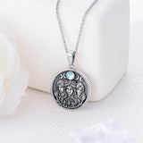Sterling Silver Sunflower Medusa Triple Moon Goddess Amulet Pendant Necklace