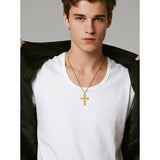 Cross Pendant Necklace for Men 14K Gold Plated Minimalist Christian Jewelry Religious Gift