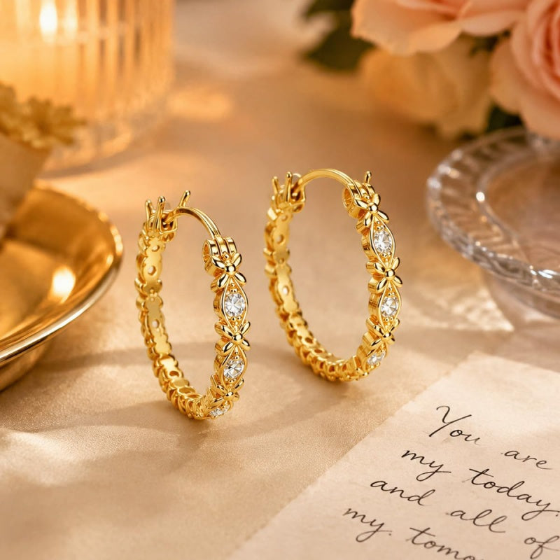 14K Gold Plated Hoop Earrings  Birthday Anniversary Jewelry Gift for Her