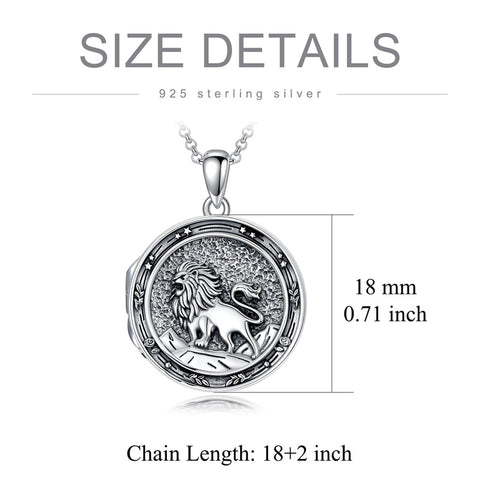 Sterling Silver Lion Photo Locket Necklace