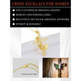 14K Gold Plated Cross Pendant Necklace for Women