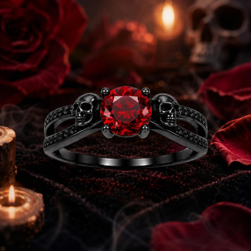 Sterling Silver 10K 14K 18K Gold Personalized Gothic Skull Ring Exquisite Spooky Jewelry for Halloween Lovers