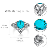 Sterling Silver Genuine Turquoise Engagement Wedding Ring Set for Women