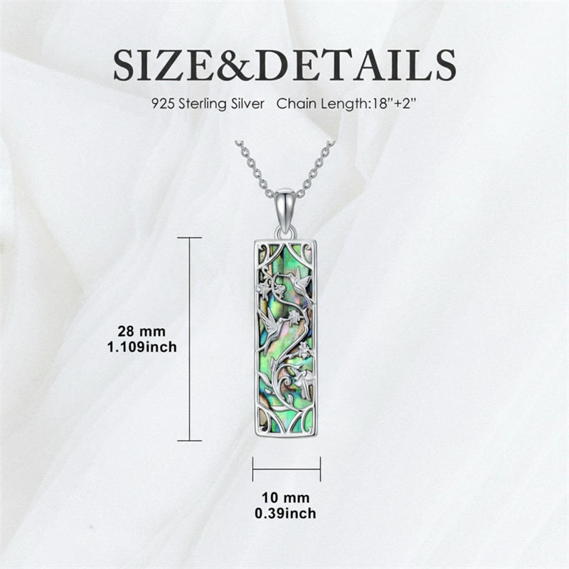 Sterling Silver Abalone Shell Bar Cardinal Bee Butterfly Hummingbird Dragonfly Phoenix Pendant Necklace for Women