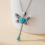 14K Gold Plated Turquoise Turtle Dragonfly Hummingbird Pendant Necklace