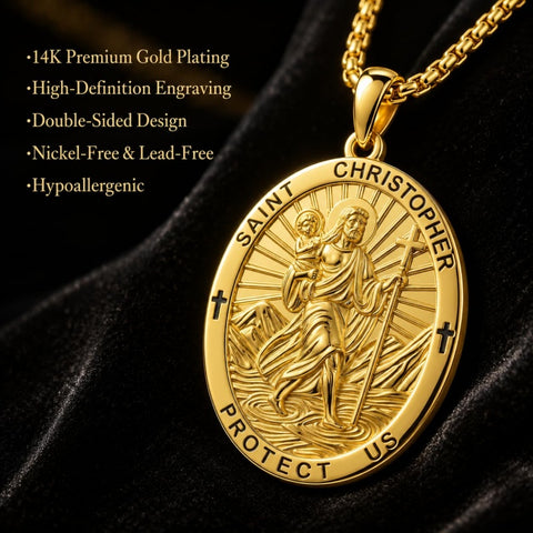 Patron Saint Medal Gold Plated Catholic Pendant Christian Religious Necklace Amulet Jewelry