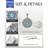 Sterling Silver Turquoise Cone Sunflower Tree of Life Pendant Necklace
