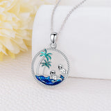 Sterling Silver Palm Tree Otter Turtle Pendant Necklace Gift For Women Girls