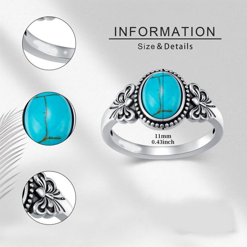 14K Gold Plated Turquoise Ring Western Jewelry Anniversary Birthday Gift for Women