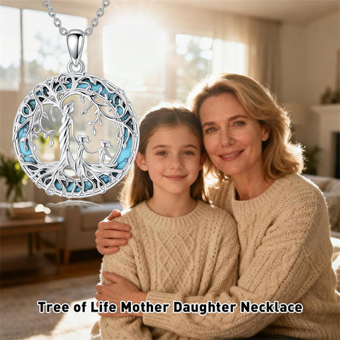Sterling Silver Tree of Life Necklace Mother Daughter Mother Son Pendant Necklace Gift for Mother's Day Christmas