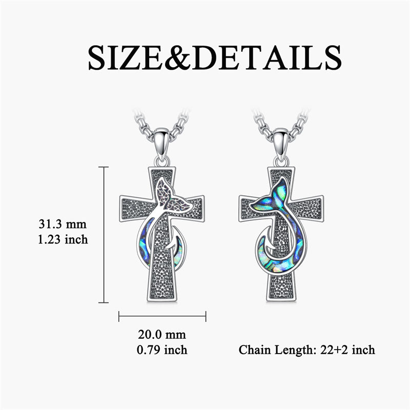 Sterling Silver Wooden Cross Pendant Necklace