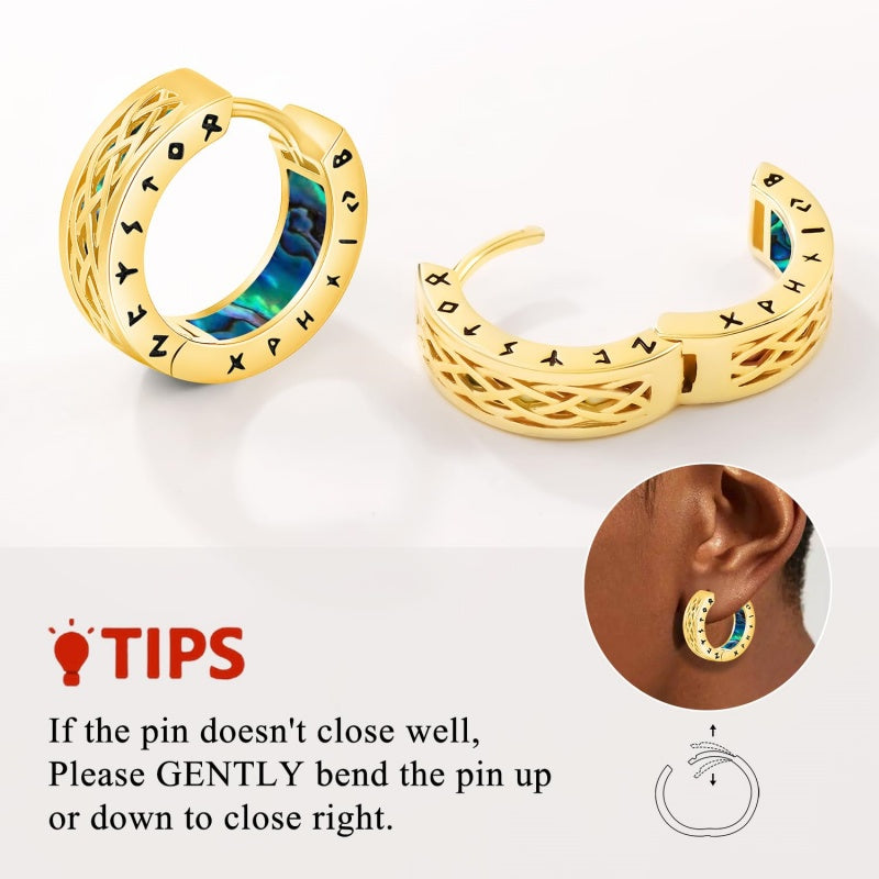 14K Gold Plated  Viking Hoop Earrings