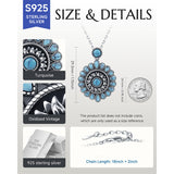 Sterling Silver Turquoise Cone Sunflower Tree of Life Pendant Necklace
