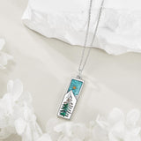 Sterling Silver Mountain Bear Pine Tree Sun Ocean Snowy Mountain Pendant Necklace
