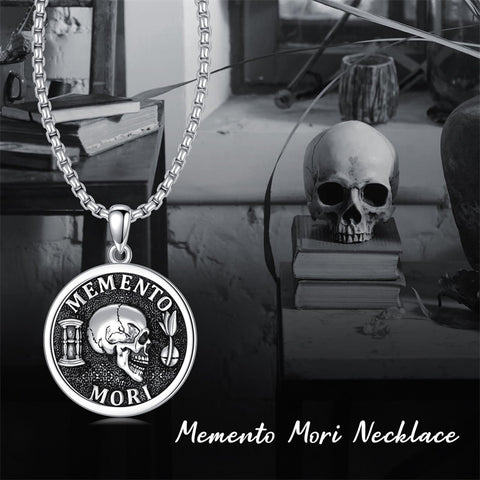 Memento Morit Necklace 925 Sterling Jewerly Death  Necklace for Men