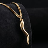 14K Gold  Plated Italian Horn Cornicello Pendant Necklace Lucky Talisman  Amulet Jewelry
