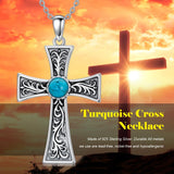 14K Gold Plated Turquoise Cross Pendant Necklace