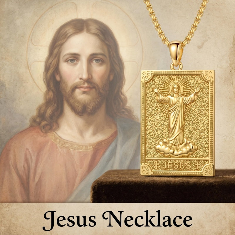 14K Gold PlatedJesus Saint Michael Saint George Saint Jude Pendant Necklace