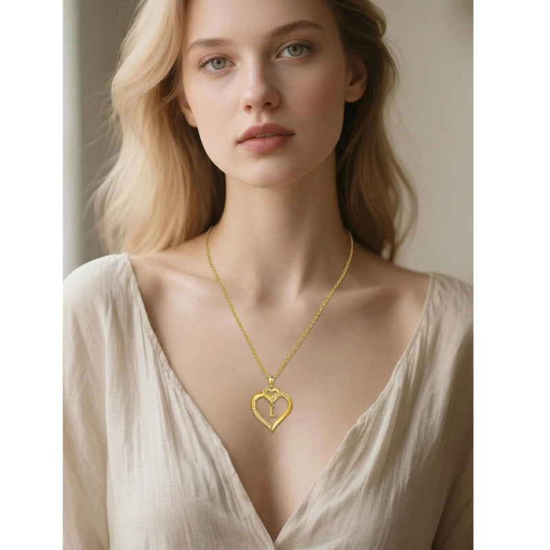 Heart Initial A-Z Pendant Necklace for 14K Gold Plated Women Initials Jewelry Gifts