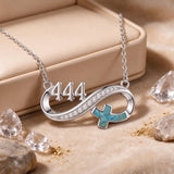 Sterling Silver Turquoise & Zirconia Infinity  111 222 333 444 777 Angel Number Pendant Necklace for Women