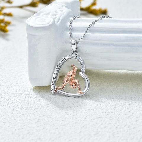 Sterling SIlver Runner Volleyball Tennis Basketball Soccer Inspirational Pendant  Necklace for Women