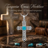 14K Gold Plated Turquoise Cross Pendant Necklace