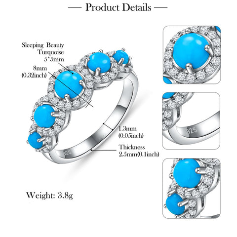 Sterling Silver Turquoise Engagement Ring for Women