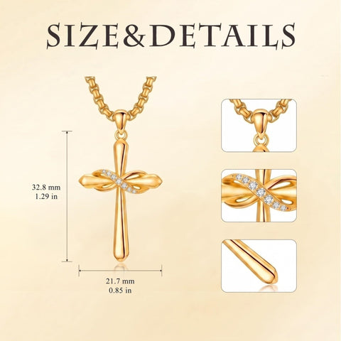 14K Gold Plated Birthstone Infinity  Cross Pendant NecklaceJewelry for Women