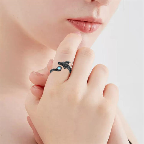 Sterling Silver Moonstone Dragon Ring