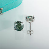 Natural Moss Agate Earring 925 Sterling Silver Stud Earrings for Women Green Gems Anniversary Wedding Party Unique Gifts Jewelry 7mm