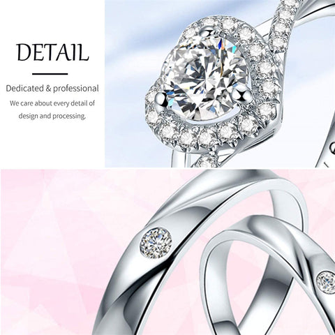 Sterling Silver Cubic Zirconia Endless Love Matching Set Couple Rings