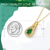 14K Gold  Plated 1CT Pear Teardrop Birthstone Pendant Necklace for Women