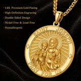 Patron Saint Medal Gold Plated Catholic Pendant Christian Religious Necklace Amulet Jewelry