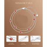 Sterling Silver Round Birthstone Double Layer Anklet