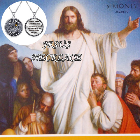 Sterling Silver Jesus Mustard Seed Protection Pendant Necklace
