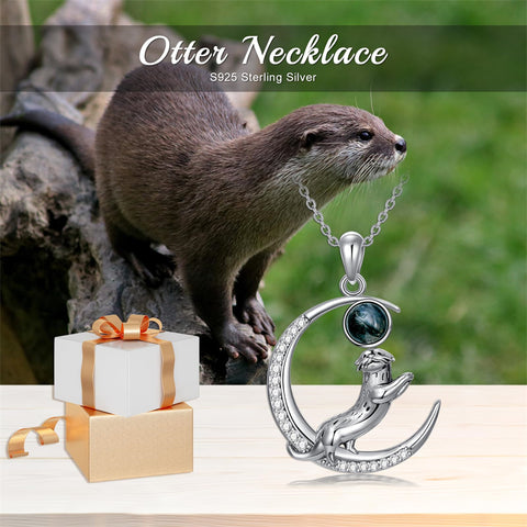 Otter Necklace for Women 925 Sterling Silver Cute Animals Jewelry for Birthday Christmas
