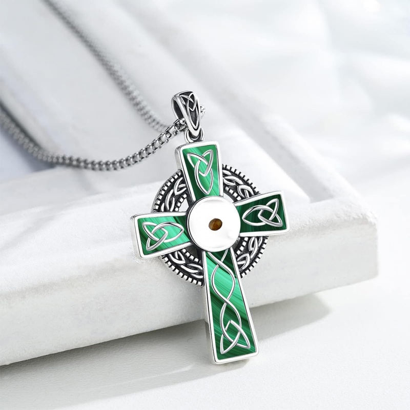14K Gold Plated Celtic Vikin Cross Pendant Necklace Irish Jewelry Religious Protective Gift