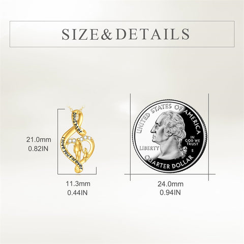 10K 14K 18K Gold Father Daughter Heart Pendant Necklace For Gift