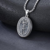 Sterling Silver Personalized Photo St. Anthony Francis Sebastian Medal Protection Necklace Catholic Christian Jewelry