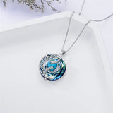 Moon Star Necklace Heart Birthstone Moon Pendant Sterling Silver Valentine's Day Gift With Blue Crystal Mother's Day Gift