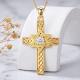 14K Gold Plated Cross Necklace for Women