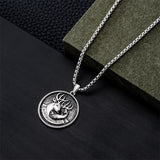 Sterling Silver Viking Dragon Eagle Wolf Animal Pendant Necklace for Men