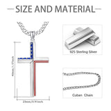 925 Sterling Silver Cross Pendant Necklace for Men Boys with 3mm Diamond-Cut Figaro Chain 22+2 inches