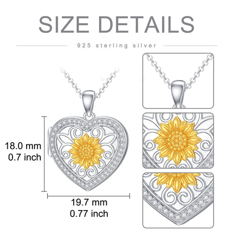 Sterling Silver Sunflower Photo Locket Necklace
