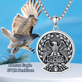 Sterling Silver Eagle SPQR Pendant Necklace for Men