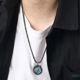 14K Gold Plated Turquoise Wolf Thor's Hammer Ankh Dragon Lion Compass Crucifix Pendant Necklace for Men