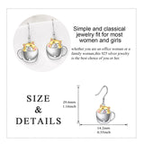 Drop Earrings for Women 925 Sterling Silver Teacup Dangle Earrings for Girls Cute Animal Earrings Animal Jewelry Gift