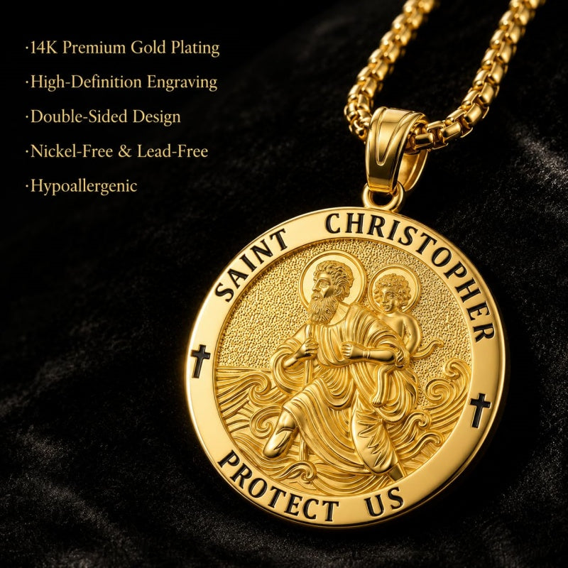 Patron Saint Medal Gold Plated Catholic Pendant Christian Religious Necklace Amulet Jewelry