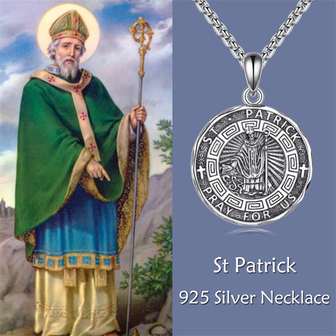 Religious Protector Necklace Sterling Silver Patron Saint Pendant Jewelry Gifts for Women Men